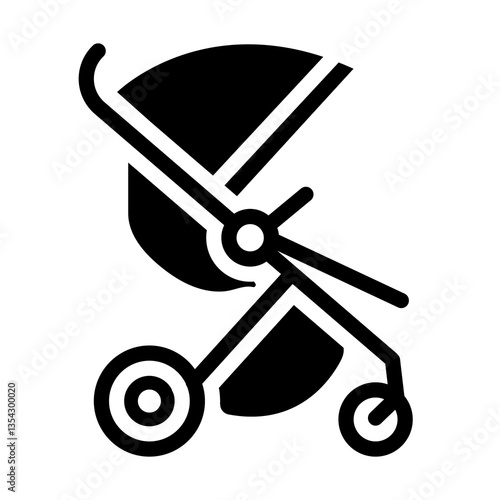 Illustration showing a black baby carriage icon on a white background