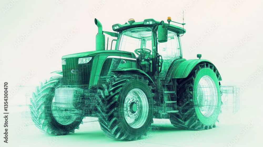 Obraz premium Futuristic green tractor