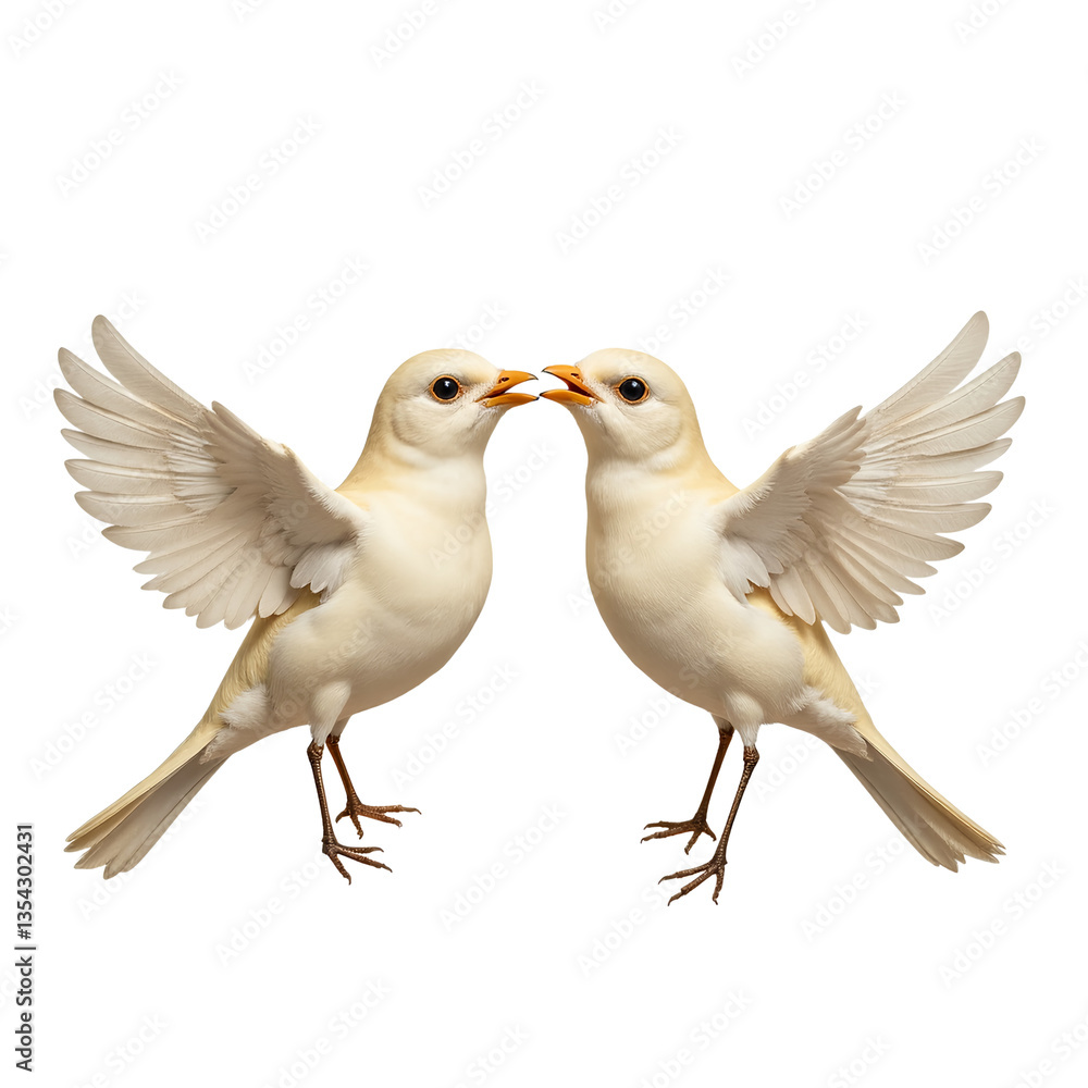 Naklejka premium two white seagulls birds isolated on transparent back ground