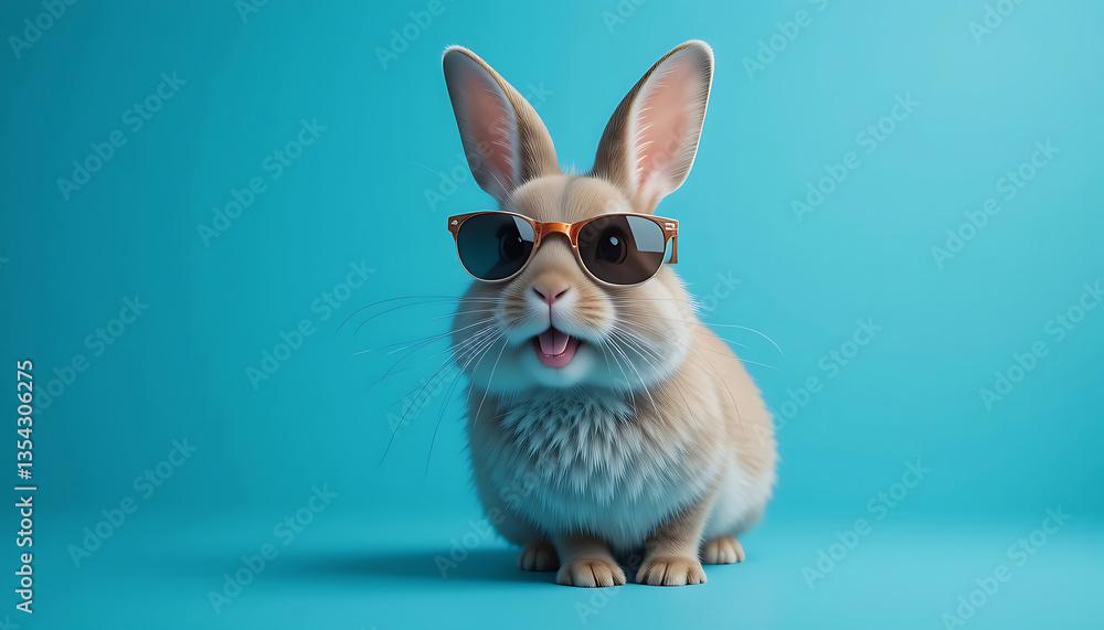 Cool Bunny in Sunglasses. A cute brown bunny rabbit wearing black sunglasses on blue background. festive Easter. Cool Easter Bunny in Sunglasses. cute rabbit. animal fashion. pet fashion. cute pet. Cool Bunny in Sunglasses. A cute brown bunny rabbit wearing black sunglasses on blue background. festive Easter. Cool Easter Bunny in Sunglasses. cute rabbit. animal fashion. pet fashion. cute pet.