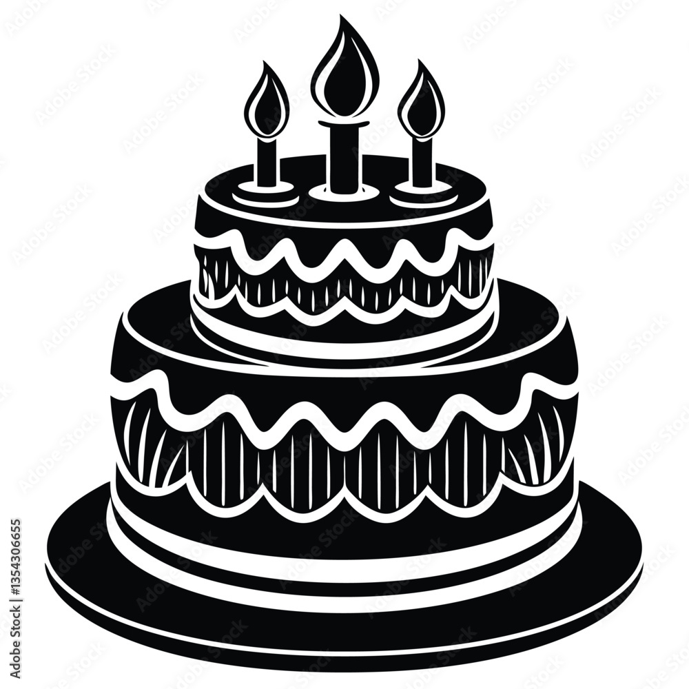 Silhouette of a Birthday Cake With Strawberries Silhouette of a Birthday Cake With Strawberries