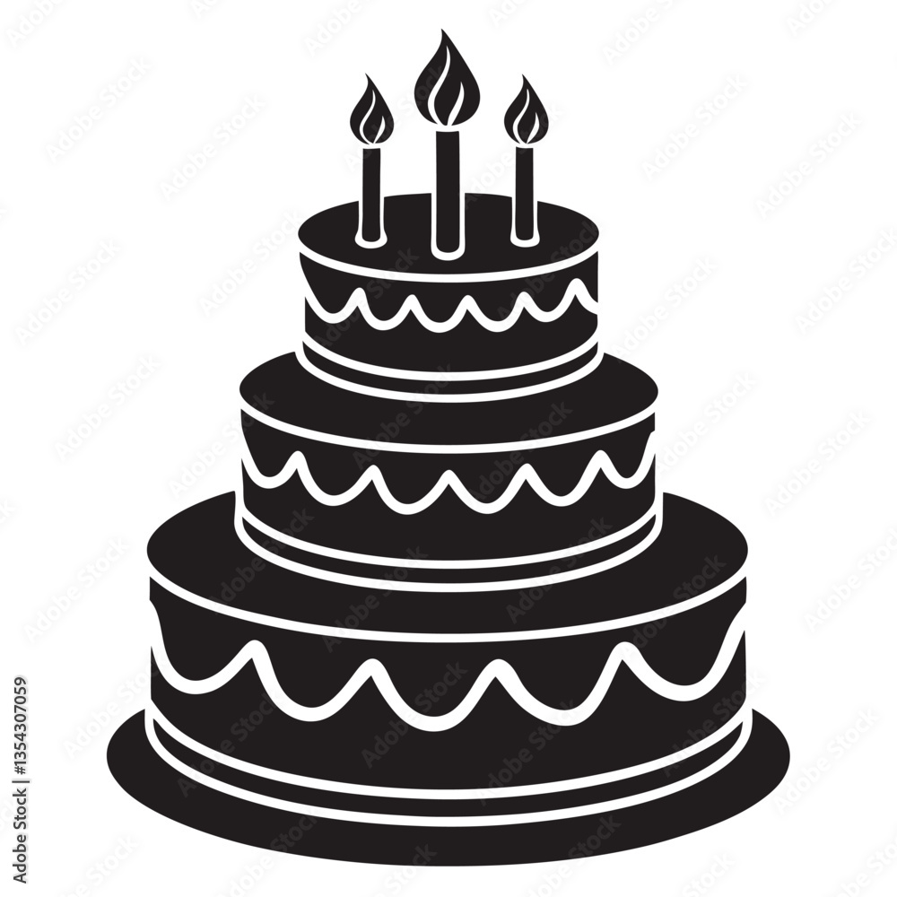 Silhouette of a Birthday Cake With Strawberries Silhouette of a Birthday Cake With Strawberries