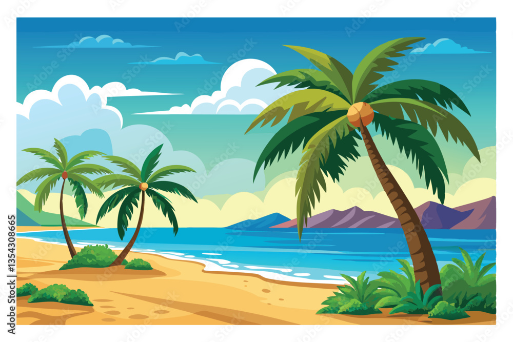 A simple and clear name for the image could be:
Tropical beach with palm trees and ocean view A simple and clear name for the image could be:
Tropical beach with palm trees and ocean view