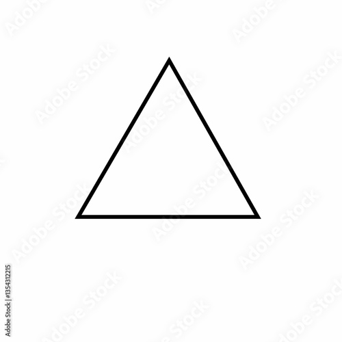 Equilateral triangle in mathematics. Up arrow triangle line vector icon. triangles with equal sides on a white background