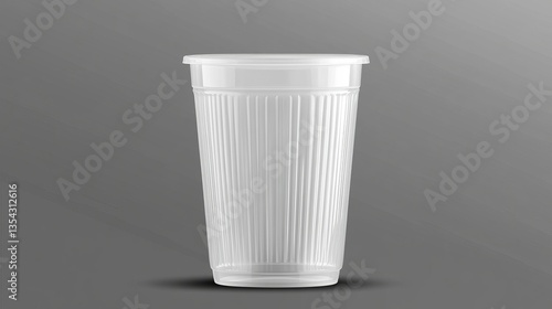 Wallpaper Mural Disposable plastic cup with a ribbed exterior, lightweight build, and smooth glossy finish, isolated on transparent background, perfect for party use. Torontodigital.ca