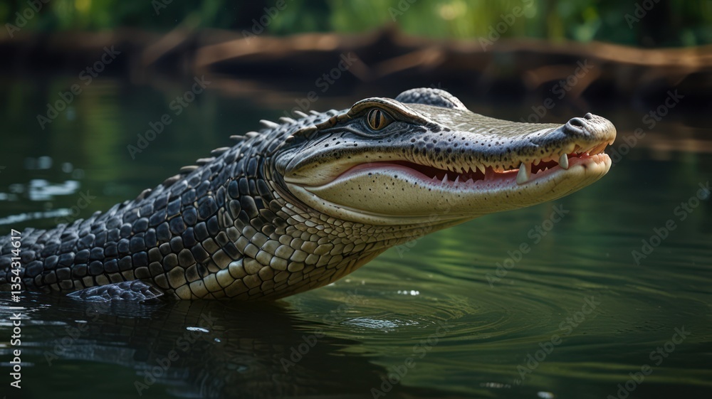 Fototapeta premium Croc emerging from water