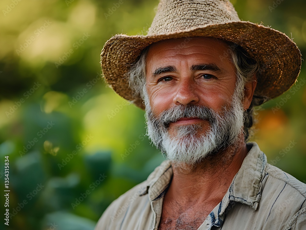 Fototapeta premium a man wearing a straw hat