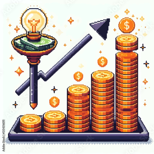 "Logo altcoina kryptowaluty w stylu kolorowej ilustracji pikselowej, wykonane w premium formacie wektorowym clipart na białym tle dla projektów kryptograficznych."