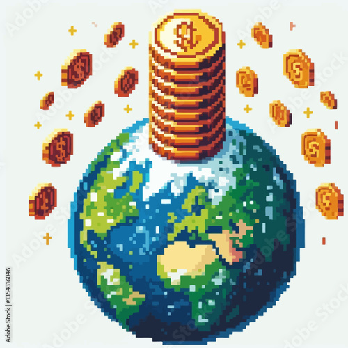 "Logo altcoina kryptowaluty w stylu kolorowej ilustracji pikselowej, wykonane w premium formacie wektorowym clipart na białym tle dla projektów kryptograficznych."