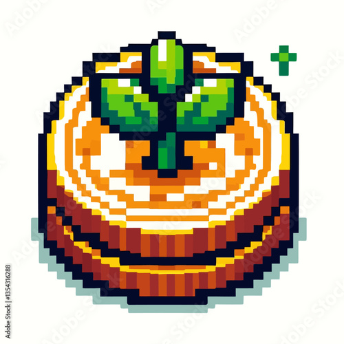 "Logotipo de altcoin de criptomoeda em estilo de ilustração pixelada colorida, criado em formato de clipart vetorial premium sobre fundo branco para projetos de cripto."