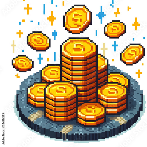 "Cryptocurrency altcoin logo in a colorful pixel illustration style, crafted in premium vector clipart format on a white background for crypto projects."