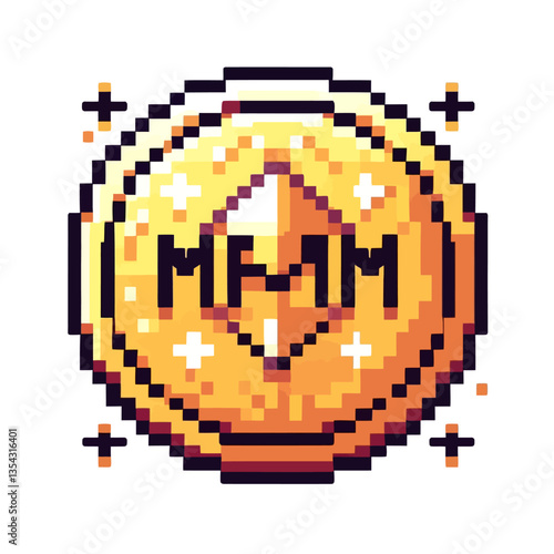 "Cryptocurrency altcoin logo in a colorful pixel illustration style, crafted in premium vector clipart format on a white background for crypto projects."