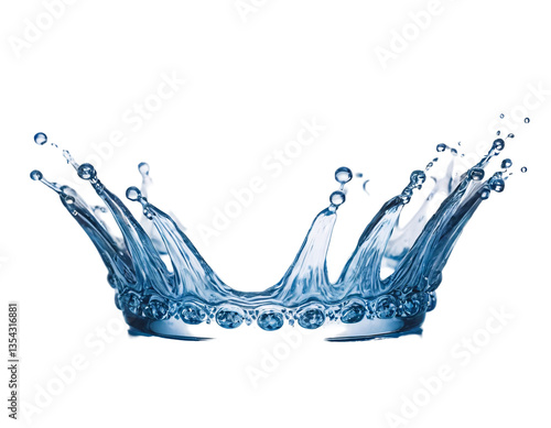 Crystal Blue Water Crown – Liquid Splash Royal Headpiece, High-Speed Photography, Aqua Jewel Aesthetic, Dynamic Fluid Sculpture, Intricate Droplet Art, Regal Hydrodynamic Formation Frozen in Time