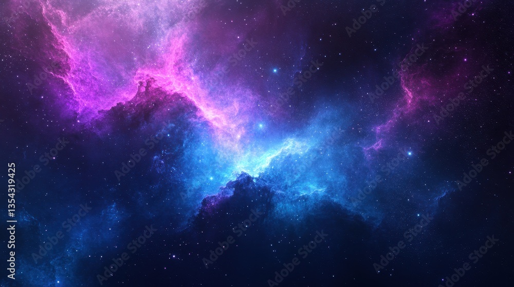Fototapeta premium Nebula Dreamscape: A cosmic tapestry of swirling nebulae in vibrant hues of purples and blues. This photo evokes a sense of wonder and endless exploration.