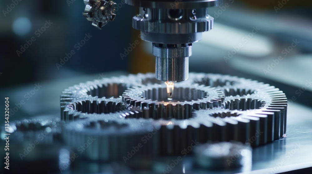 Precision machining of gears in a factory Precision machining of gears in a factory