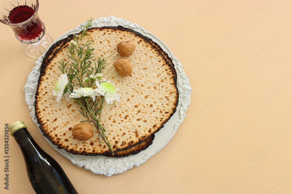 Fototapeta premium Pesah celebration image (jewish Passover holiday) with matzoh