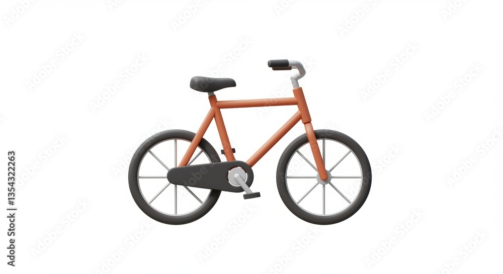 Isolated Orange Bicycle on White Background for Cycling and Recreation Isolated Orange Bicycle on White Background for Cycling and Recreation