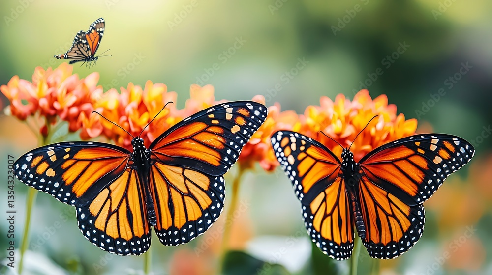 Fototapeta premium Monarch Butterflies on Orange Flowers