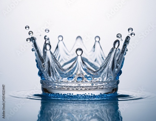 Crystal Blue Water Crown – Liquid Splash Royal Headpiece, High-Speed Photography, Aqua Jewel Aesthetic, Dynamic Fluid Sculpture, Intricate Droplet Art, Regal Hydrodynamic Formation Frozen in Time