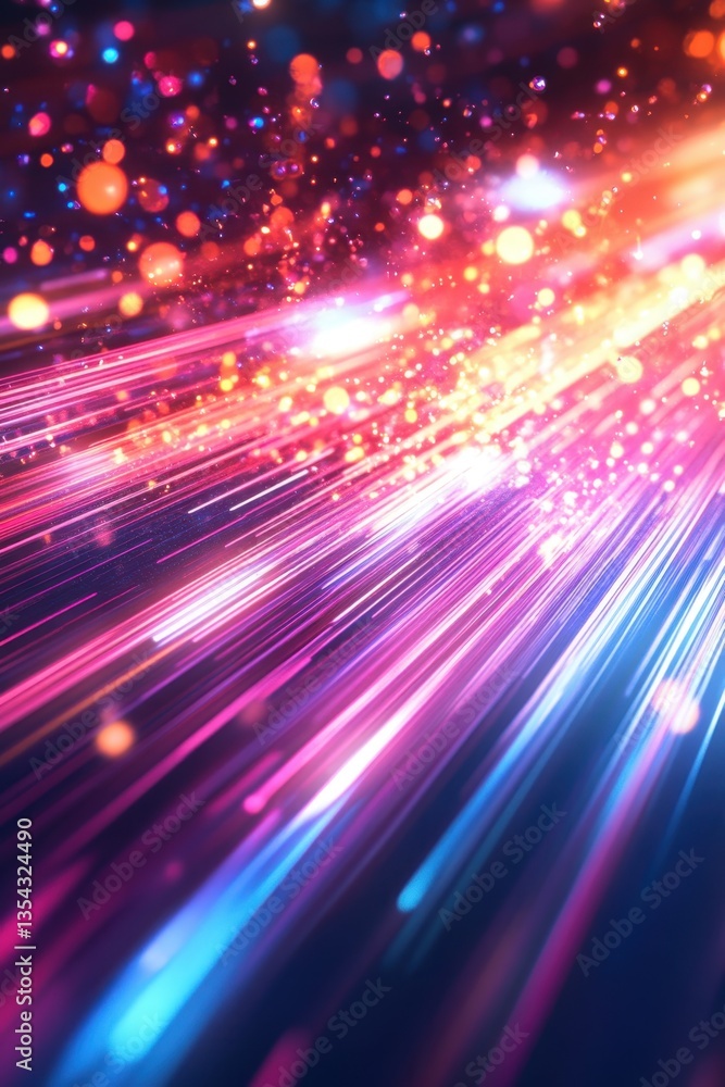 Cosmic Stream: An abstract, vibrant display of cosmic energy, featuring streams of colorful light and particles against a dark backdrop. A visual representation of speed, connection. Cosmic Stream: An abstract, vibrant display of cosmic energy, featuring streams of colorful light and particles against a dark backdrop. A visual representation of speed, connection.