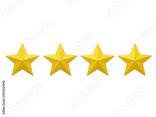4 stars yellow score ranking review sing isolated on transparent background
