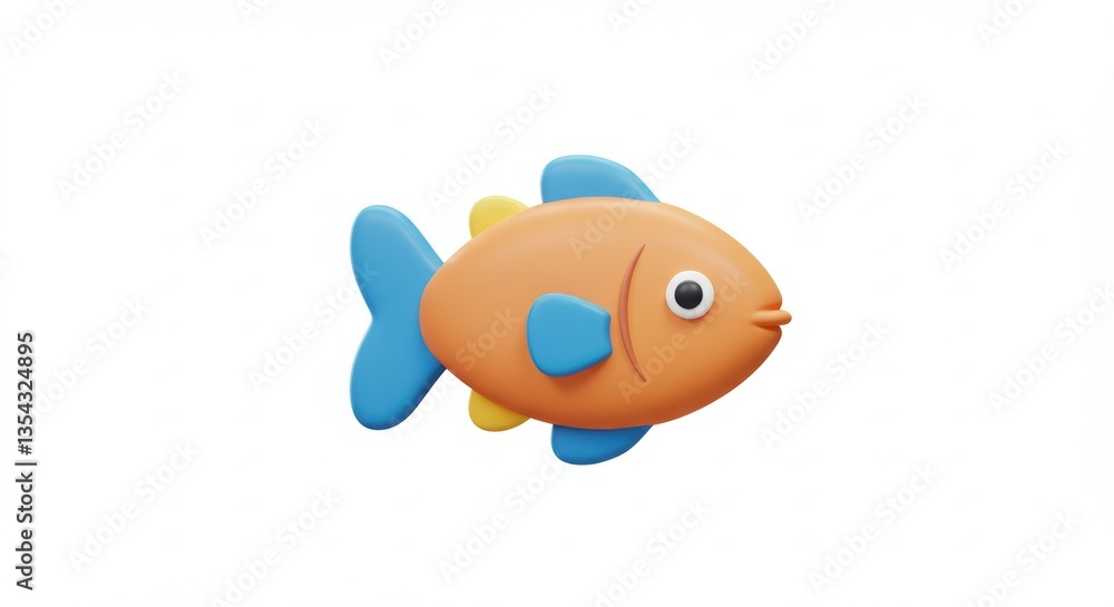 Cartoon Fish Illustration Swimming on White Background Cute and Playful Cartoon Fish Illustration Swimming on White Background Cute and Playful