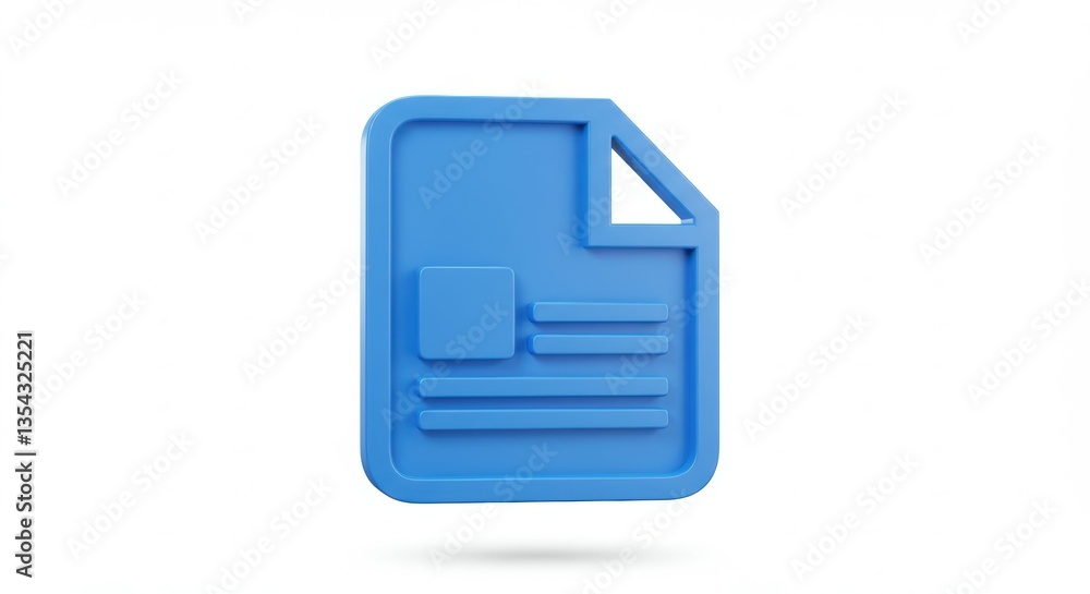 Blue Document Icon Illustration File with Corner Fold and Text Blocks Blue Document Icon Illustration File with Corner Fold and Text Blocks