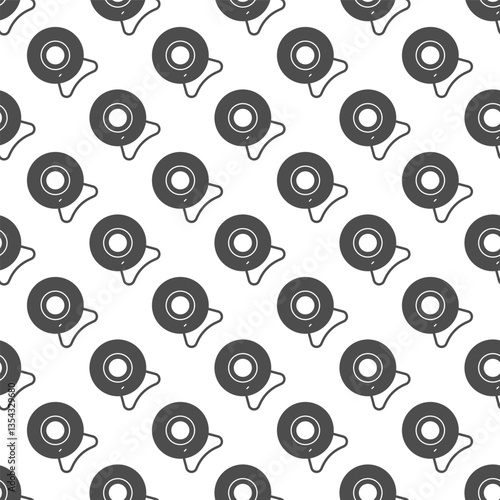 Web camera solid seamless pattern, remote work theme. Vector graphics. Video call recording device for online conference sign with background, repeat glyph icon.
