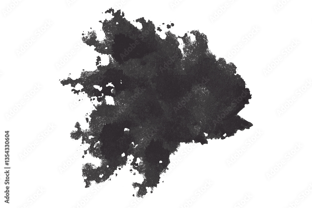 Fototapeta premium Abstract black watercolor painting on transparent background. This is a watercolor splash painting, hand drawn