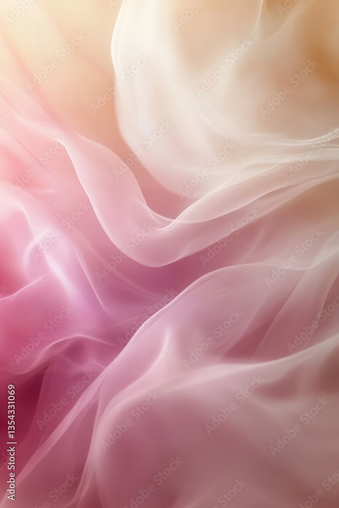 Fototapeta premium Soft fabric waves in delicate hues, an abstract symphony of light and texture, conveying elegance and fluidity.