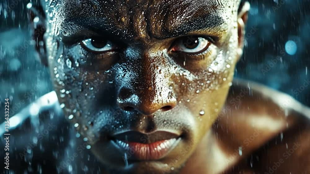 Focused Athlete in Rain Focused Athlete in Rain