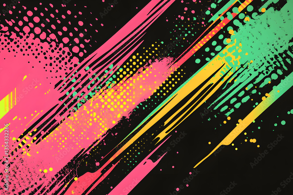 bright multi-colored abstract transition on a black background in pop art style. bright multi-colored abstract transition on a black background in pop art style.