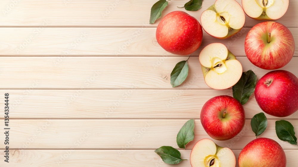 Crisp Apples on Wood Surface Crisp Apples on Wood Surface