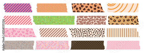 Washi tape design set isolated on white background