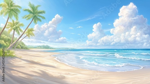 Wallpaper Mural Serene Beach and Cloudy Sky Torontodigital.ca