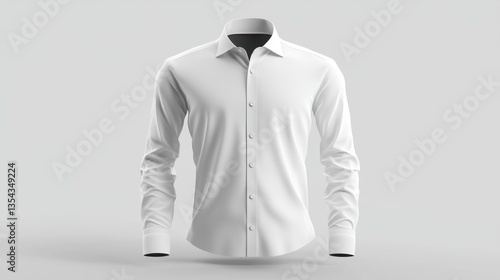 Wallpaper Mural White Long Sleeve Shirt Mockup: Elegant and Classic Menswear Apparel Torontodigital.ca