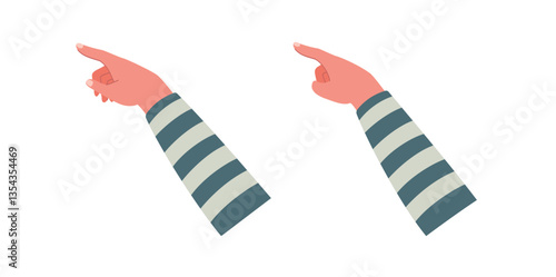 Children hands point, scroll down or up on smartphone or tablet flat vector for study, surf internet, working illustration isolated on white background. Hand using smartphone or touchpad with sleeve