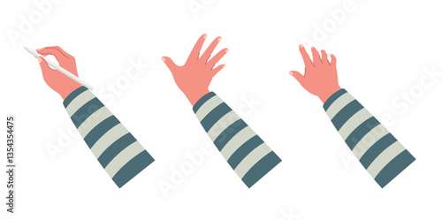 Children hands using smartphone or tablet flat vector for study, surf internet, business illustration isolated on white background. Hand using smartphone or touchpad with sleeve