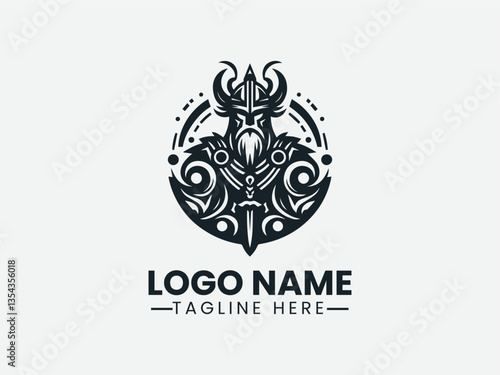 Elegant Norse Warrior Logo Design, Norse Warrior Logo, Viking Warrior Logo