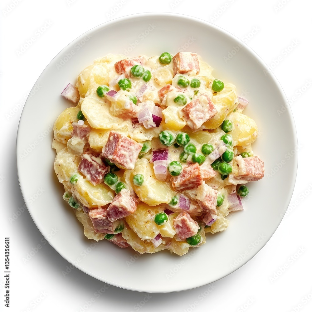 Creamy potato salad with ham and peas Creamy potato salad with ham and peas