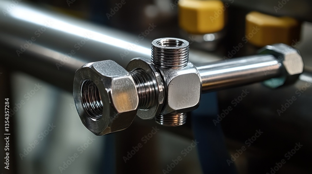 Stainless Steel Fitting Assembly in Industrial Setting Stainless Steel Fitting Assembly in Industrial Setting