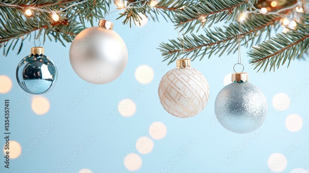 Festive Ornaments on Blue Haze Festive Ornaments on Blue Haze
