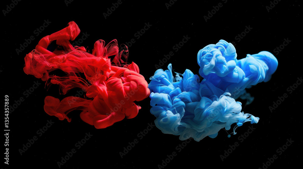 Fototapeta premium red and blue paint splashes