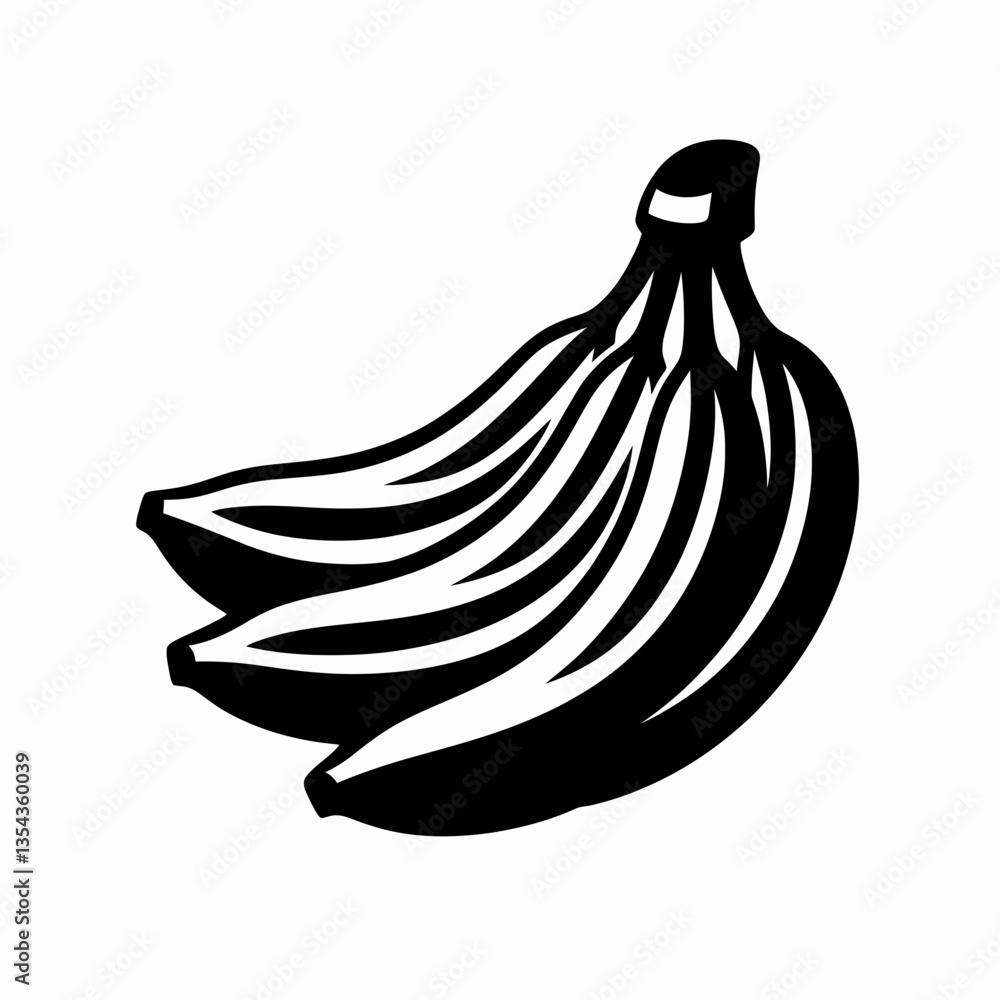 very simple flat and minimalist Banana Bunch silhouette in black on a white background very simple flat and minimalist Banana Bunch silhouette in black on a white background