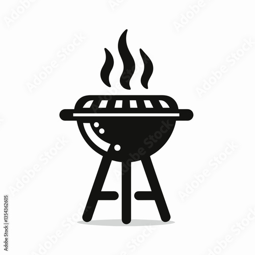 very simple flat and minimalist Barbecue Grill silhouette in black on a white background