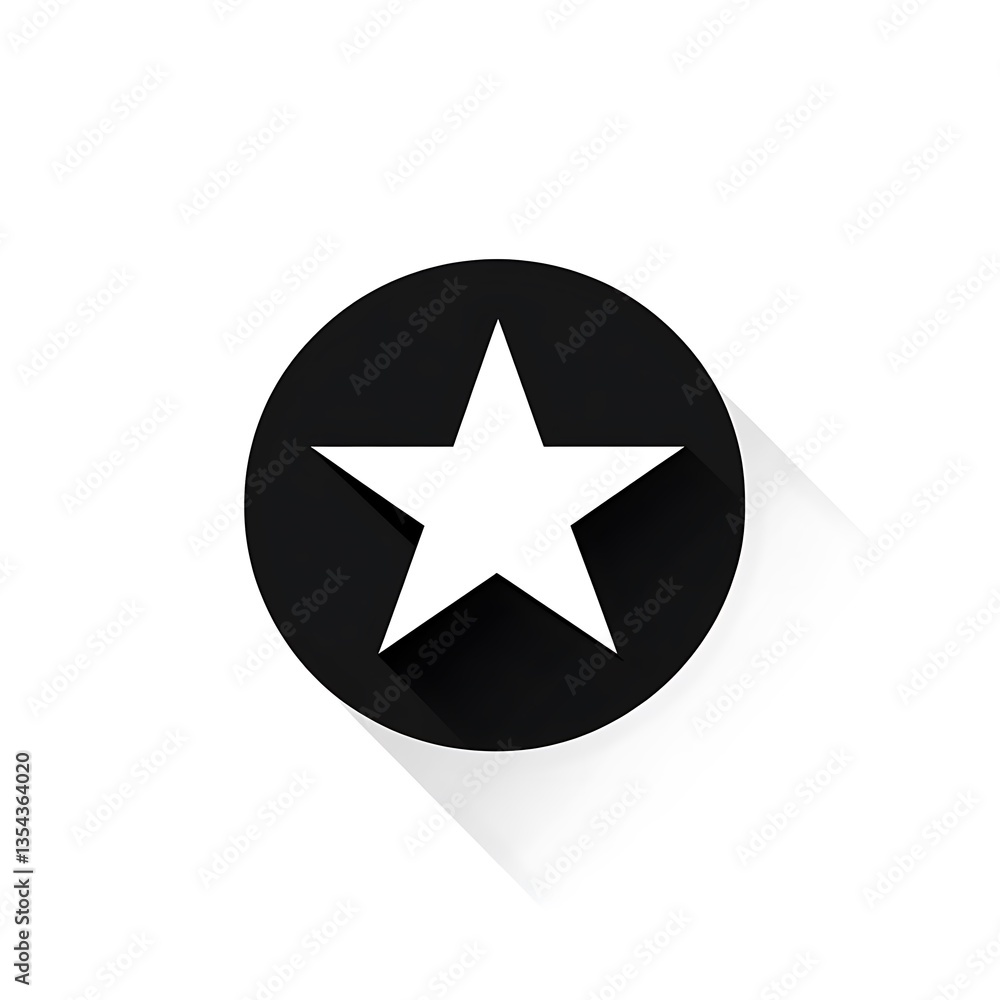 Simple Star Symbol Icon Design Isolated with Black Circle and Shadow Element Simple Star Symbol Icon Design Isolated with Black Circle and Shadow Element