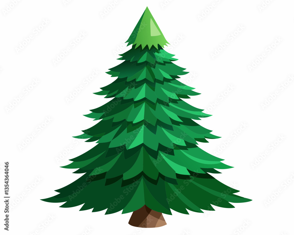 Photorealistic Christmas Tree with Lush Green Needles, Isolated on White Background. Photorealistic Christmas Tree with Lush Green Needles, Isolated on White Background.