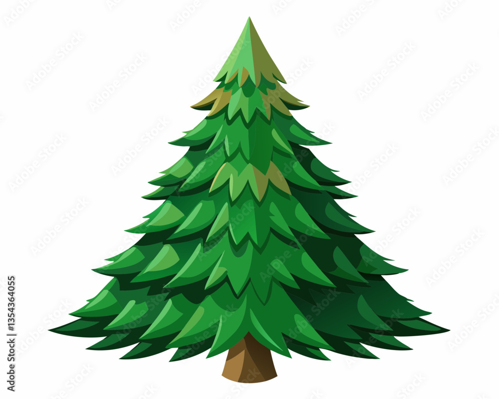 Photorealistic Christmas Tree with Lush Green Needles, Isolated on White Background. Photorealistic Christmas Tree with Lush Green Needles, Isolated on White Background.
