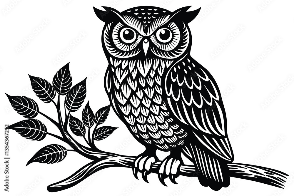 an owl sitting on a branch on a white background, isolated white background an owl sitting on a branch on a white background, isolated white background
