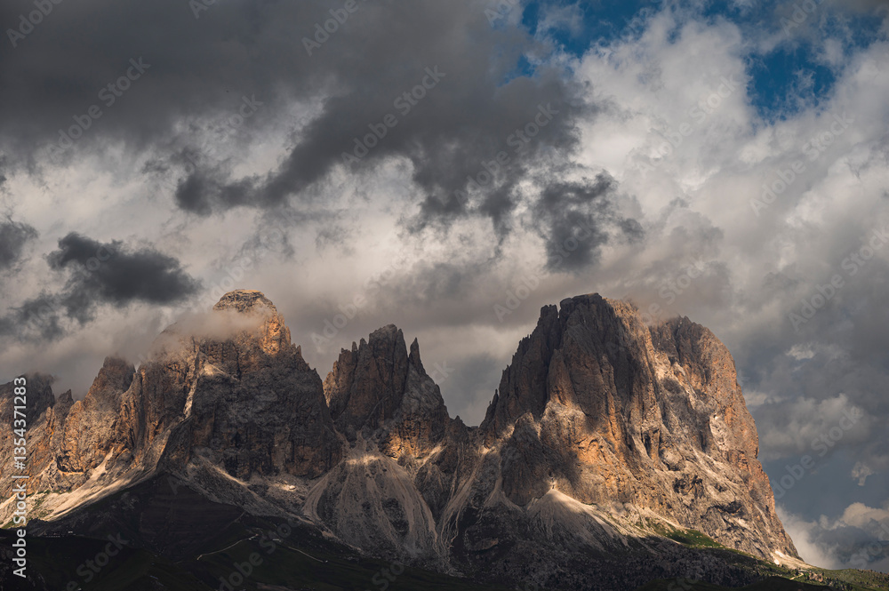 Fototapeta premium nature sceneries inside the Sass Pordoi, Sella mountain range, Dolomites, Val di Fassa, Italy